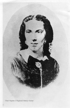 Portrait of Belle Boyd, Confederate spy known as the Siren of the Shenandoah. See West Virginia Collection Pamphlet 6610 and Boyd Stutler's 'WV in the Civil War.'