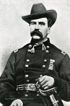 Portrait of Colonel Henry Capehart of Wheeling (later Brevet Major General), who commanded the WV Cavalry Brigade at Cedar Creek where his troopers struck terror in the ranks of the Johnny Rebs.  See West Virginia Collection Pamphlet 6610 and Boyd Stutler's 'WV in the Civil War.'