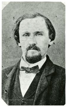 Portrait of John Yates Beall, a Lake Erie raider and Confederate privateer from Jefferson County, Virginia (West Virginia).  From a photograph made about 3 hours before his execution. See West Virginia Collection Pamphlet 6610 and Boyd Stutler's 'WV in the Civil War.'