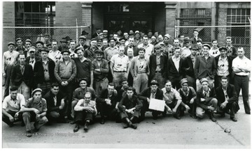Group portrait of Fostoria Glass Company employees.