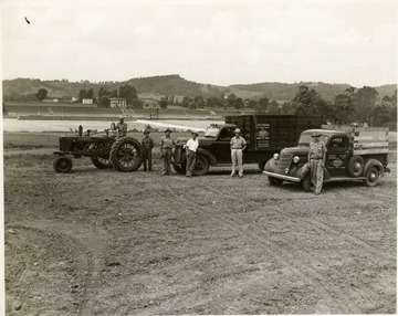 Two trucks and a tractor belonging to Paul Pancake. He equipped himself for market gardening and sold as much as $1,750 per month for his gardens in Cabell County. 