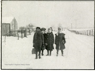 Going to school February 6, 1906.  Mercury five degrees below zero.