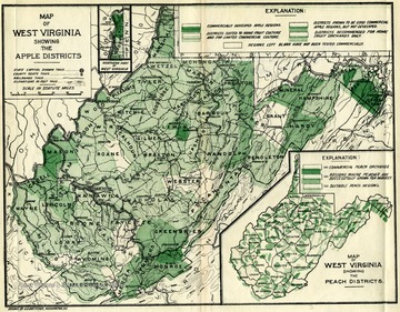 This map shows the various types of apple orchards in the state of W. Va.  The types range from commercially developed apple regions to homegrown apple orchards.