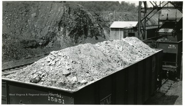 Western Maryland Coal Car No. 15951 being loaded with coal from the tipple at Thomas, W. Va. 