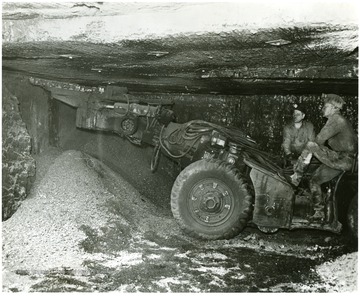 Two miners cut coal at Pursglove No. 15