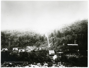 Houses and railroad going up mountain at Caperton, W. Va.