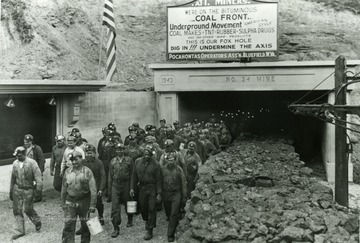 Miners leaving Mine No. 34 at Bishop W. Va.