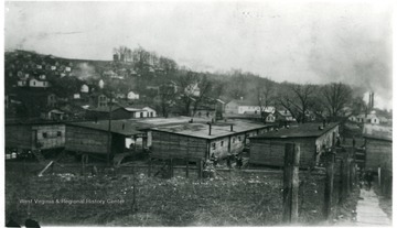 Barracks in the foreground with the rest of the town in the background.