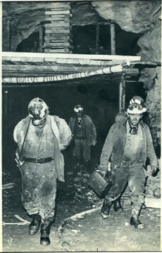 'The last shift of miners to work prior to the United Mine Workers strike, walk out of the Flat Gap mine near Norton Virginia, Thursday. The workers of the Flat Gap mine joined 10,500 active Virginian UMW members in a strike against the Soft Coal Operators. (AP Laserphoto) (sh60500stf-sh) 81 SLUG: VIRGINIA MINES.'