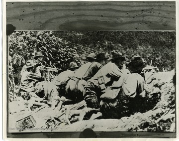 State police and mine guards in the trenches on Blair Mountain.