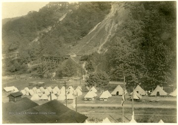 Tents set up for the militia at Paint Creek.