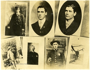 'Top row, left to right: C.T. Higgins, Albert Felts, and Lee Felts; Bottom Row, left to right: C.B. Cunningham, A.J. Booher, E.O. Powell, and J.W. Ferguson.  Group pix used on page 56 of [Lee's] book.'