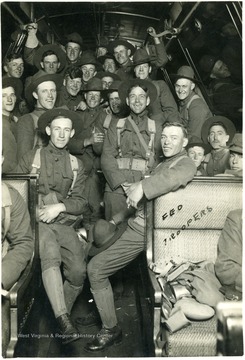 Troopers crowd together for a picture.