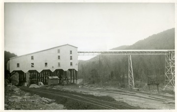 A close-up view of the Gauley Mountain Coal Company, Tipple and Conveyor Gallery, Williams River Mine, October 1947.
