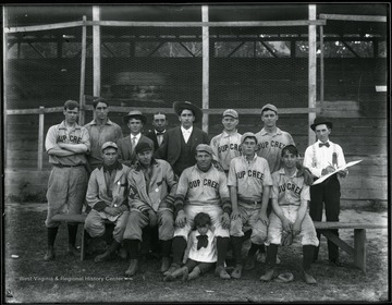 Group portrait of the Loup Creek Baseball Team at Page, W. Va.