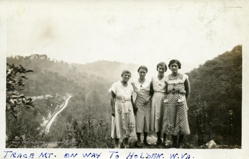 Four women standing on the top of Trace Mountain, on way to Holden, W.Va. 