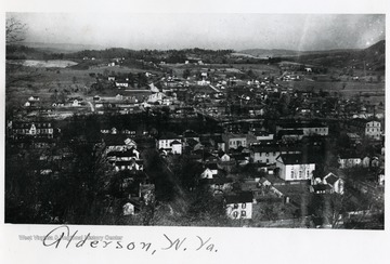 A birds eye view of Alderson, West Virginia, looking north.