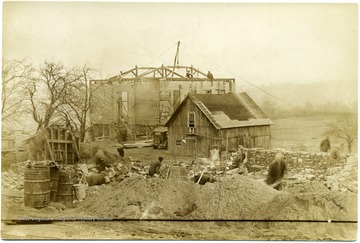 Men working on the community building at Arthurdale.