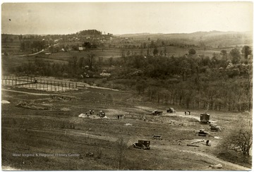 Distant view showing construction begining on buildings at Arthurdale, W. Va.