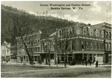 Corner of Washington and Fairfax Streets in Berkeley Springs, W.Va. (Morgan County).  