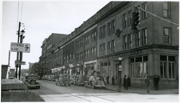 First National Bank of Bluefield, W.Va. in downtown Bluefield.  The bank is on the corner of the street.