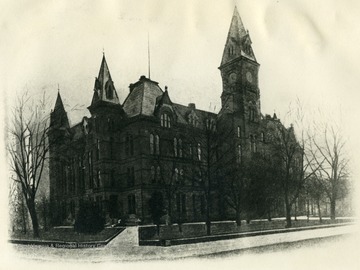 'Old State Capitol Building. Destroyed by fire later on Jan. 3, 1921. Used by the state from May 1, 1885 - January 3, 1921.'