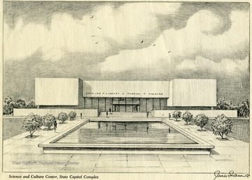 Sketch of the Science and Culture Center, State Capitol Complex in Charleston, W.V.