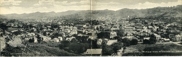 Postcard of bird's eye view of west Clarksburg, West Virginia.  Image is complimentary to image number 005635.