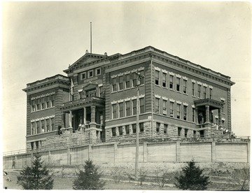 Students on the steps of the Third Ward School Building on Harrison Avenue in Elkins, Randolph County, West Virginia.