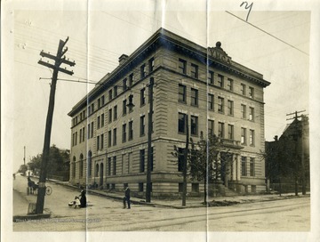 'Y.M.C.A. Building is located on the corner of 2nd and Fairmont Avenue in Fairmont, West Virginia. The building was called the Moose Club Building. Information from Marjorie Potesta, March 8, 1977.'