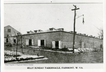 Postcard of the Billy Sunday Tabernacle in Fairmont, West Virginia.