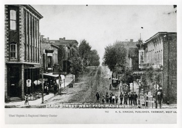 Postcard of Main Street West From Madison Street in Fairmont, West Virginia.