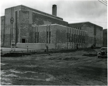 Men work on the Grafton High School.