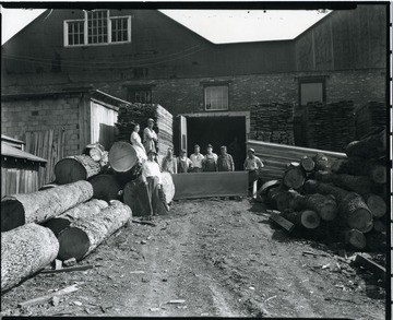 Employees outside the Lumber Yard (Woodyards) on West Main Street (Fetterman) in Grafton, West Virginia.