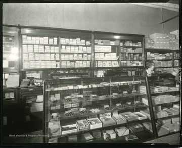 Candy and other display cases on the interior of C.G. Turner's Store in Grafton, W. Va.