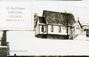 Postcard of the St. Matthias Episcopal Church building in Grafton, West Virginia.