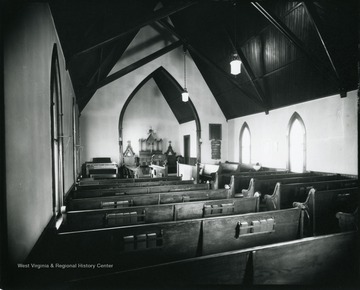 The interior of St. Matthias Episcopal Church building on Main Street, Grafton, West Virginia.