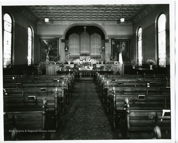 The interior of Andrew's Methodist Episcopal Church (the International Mother's Day Shrine) in Grafton, West Virginia on East Main Street.
