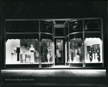 View of the window display of women's clothes at Jolliffe's store in Grafton, W. Va.