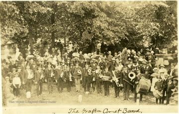 Group portrait of memebers of the Grafton Cornet Band.