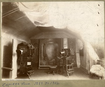 Camera room 1889 to 1902 with photography equipment in Grafton, W. Va.