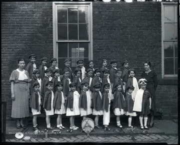 Members of the Children's Band of East Grafton School in Grafton, West Virginia, pose for a group portrait.