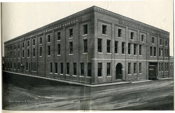 Image from 'Industrial and Picturesque Clarksburg, W. Va.' published by the Press of the Clarksburg Telegram Company, Printers and Publishers, Clarksburg, W. Va., 1911. 'The largest wholesale grocery house in West Virginia.'