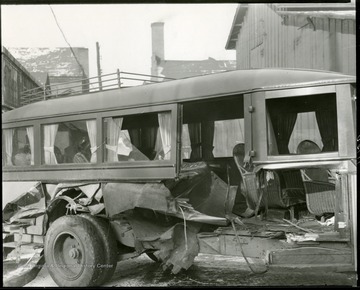 Close view of a Bartlett Brothers bus, that traveled between Grafton and Clarksburg, after a wreck.