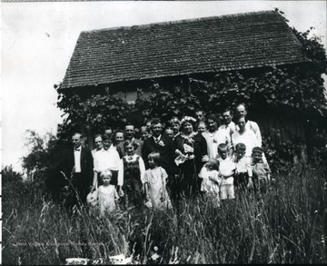 Large group at a wedding party in Helvetia, W. Va.
