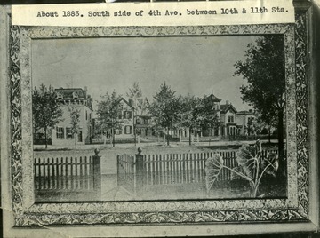 'About 1883. South side of 4th Avenue between 10th and 11th Streets, in Huntington, West Virginia. '