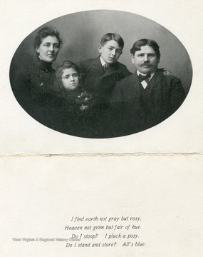 Portrait of the McCarty family of Huntington, West Virginia.  'Lorrie [sic] lived with them while in Marshall College.'