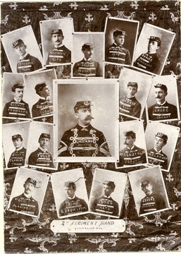 Collage of photos of members of the second regiment band.