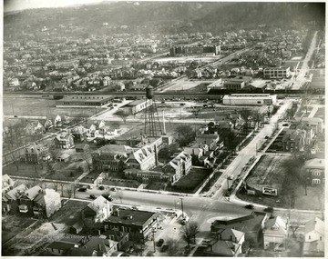 Overhead view of many buildings in Huntington, W. Va. 