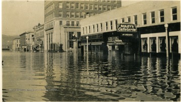 '9th St. from 5th Ave.' Flooded Bailey's Cafeteria is visible.